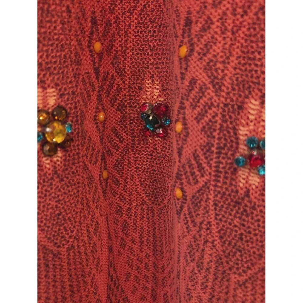 Free People New Romantics Beaded Artisan Gauzy Knit Tunic Top Coral S Crunchy